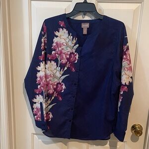 Chico's Dark Blue Floral Women's Blouse